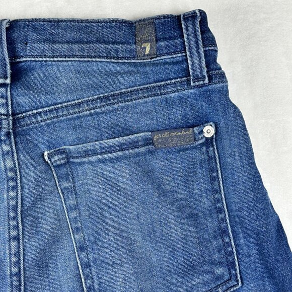 7 For All Mankind Womens Blue Denim Stretch Mini Skirt 26 Casual Wear Y2K Style - Picture 8 of 9